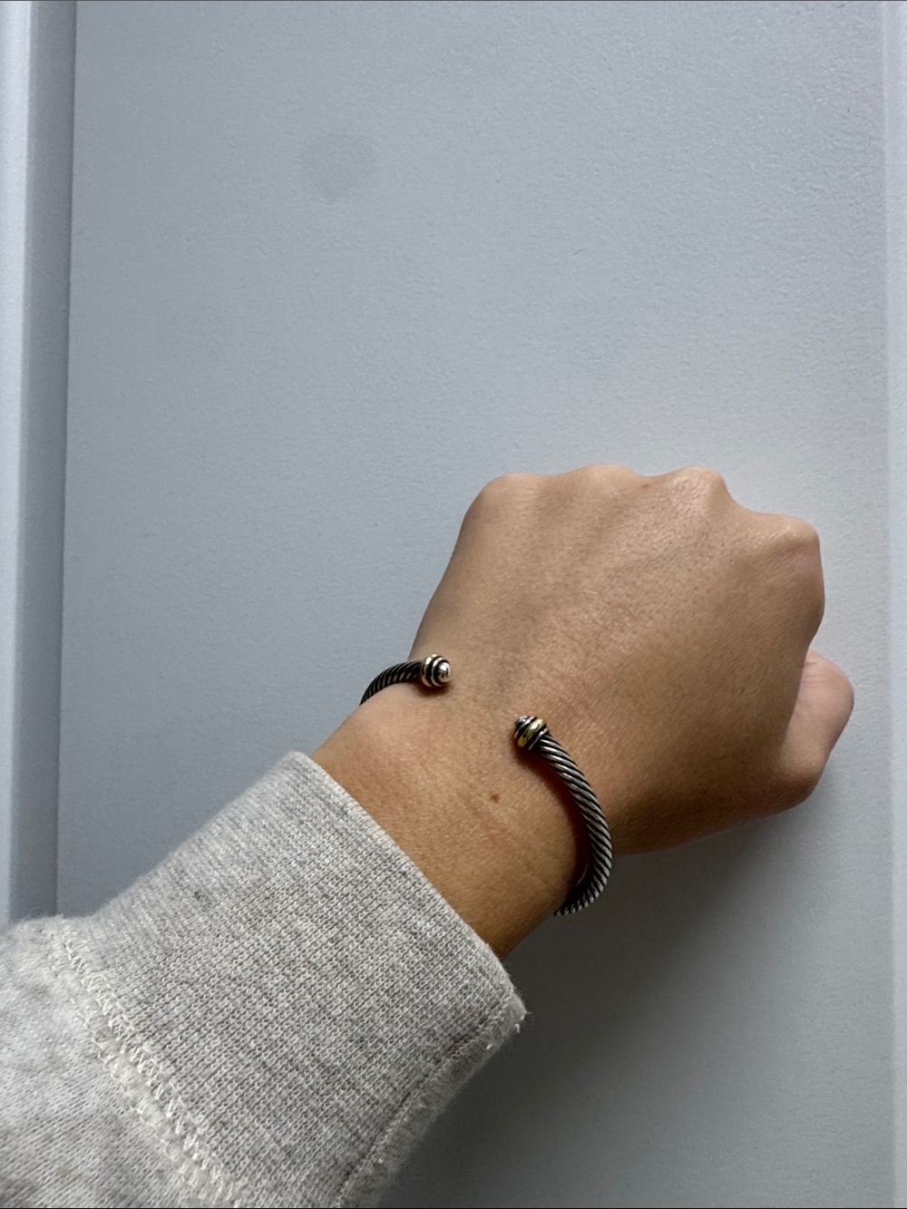 David Yurman 3 mm Cable Bracelet with Gold Accents - Picture 3 of 6